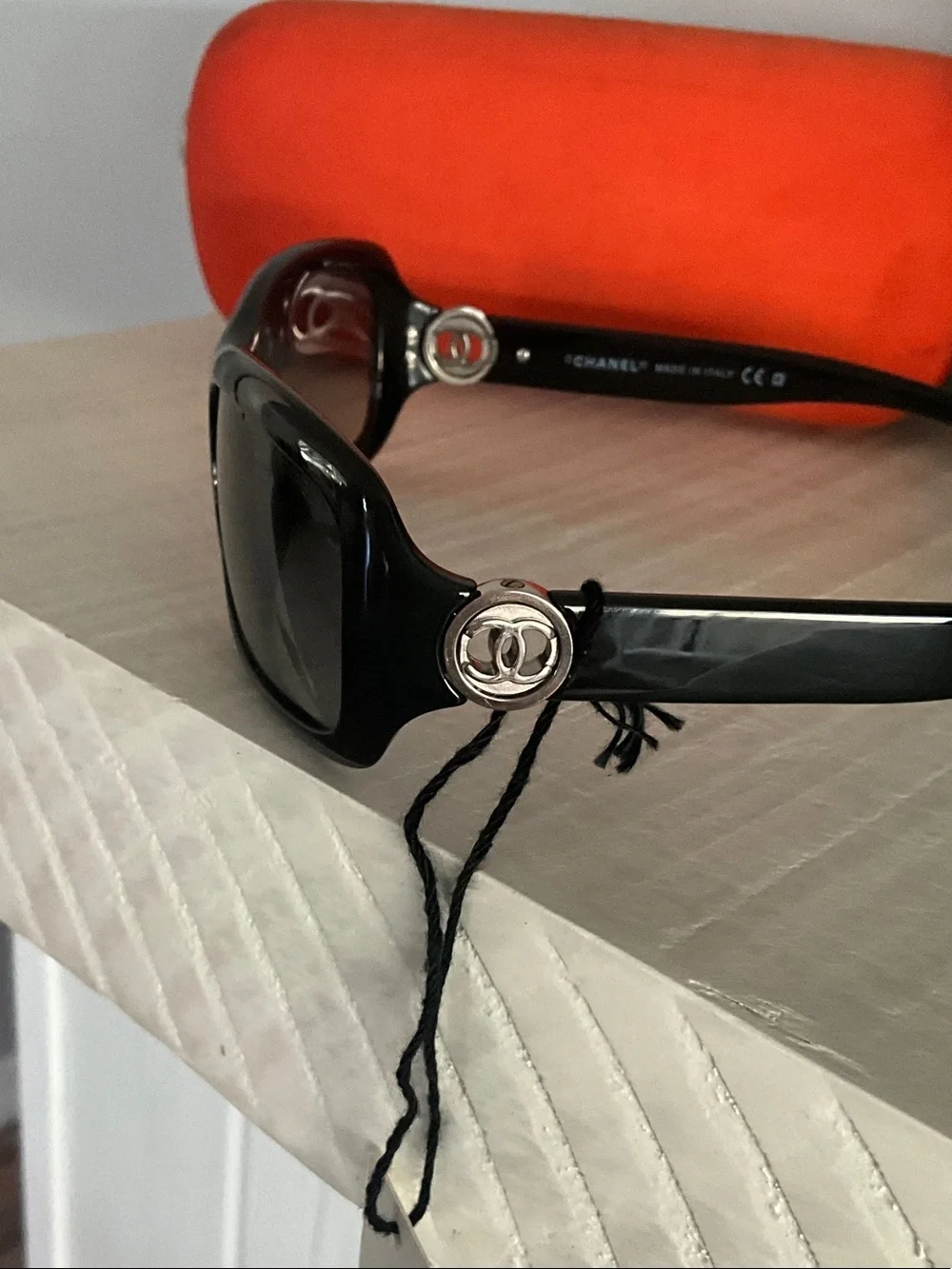 CHANEL Black Gradient Lens Rectangular Sunglasses
